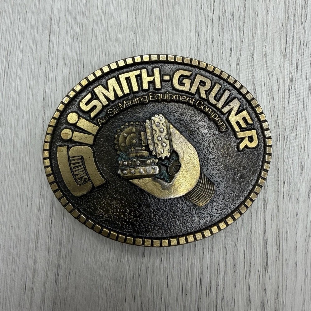 Smith-Gruner SII Mining Equipment Company Vintage Brass Belt Buckle